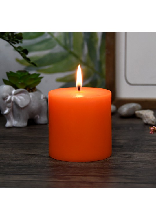 3 x 3 Inch Orange Pillar Candles (12pcs/Case) Bulk