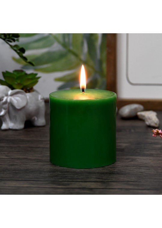 3 x 3 Inch Hunter Green Pillar Candles (12pcs/Case) Bulk