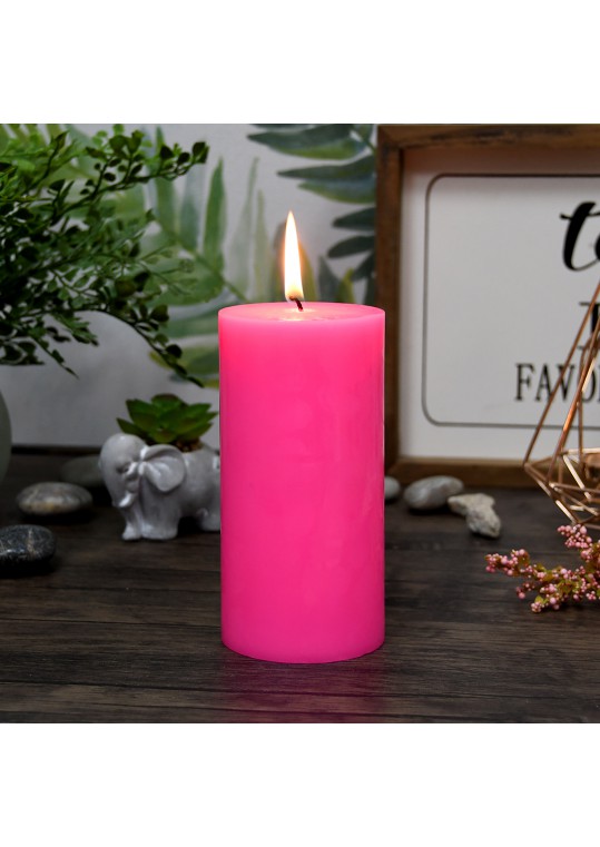3 x 6 Inch Hot Pink Pillar Candles(12pcs/Case) Bulk