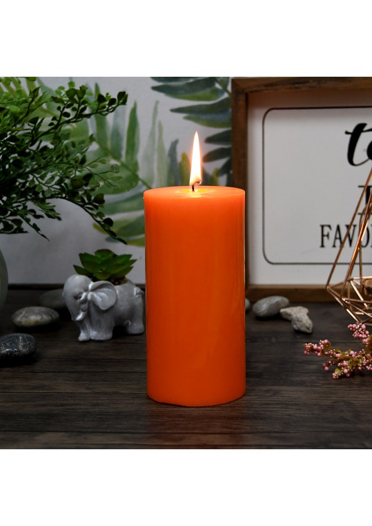 3 x 6 Inch Orange Pillar Candles(12pcs/Case) Bulk