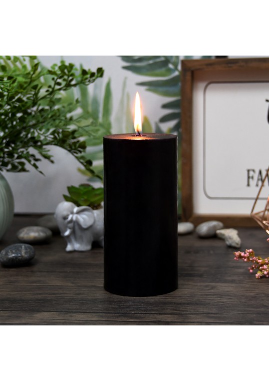 3 x 6 Inch Black Pillar Candle