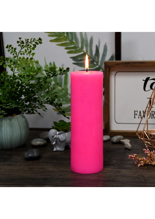 3 x 9 Inch Hot Pink Pillar Candle