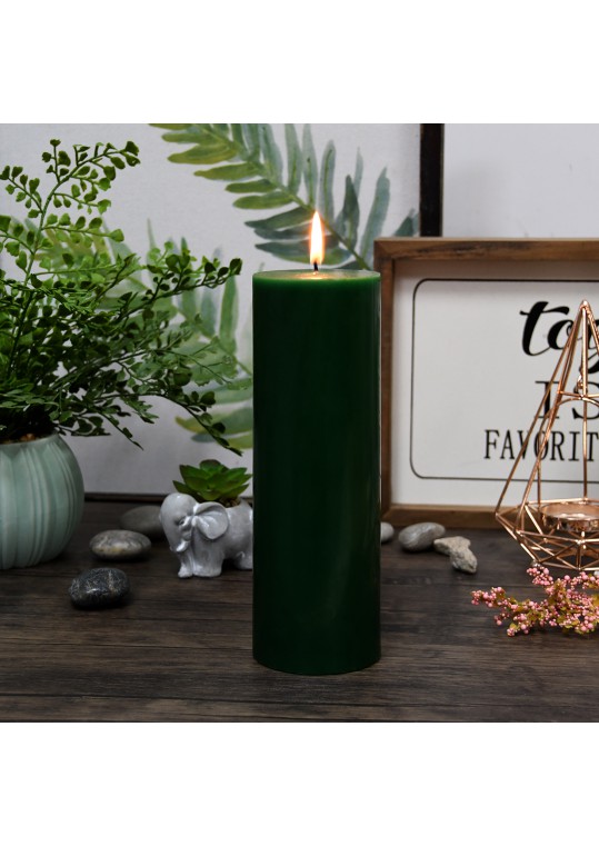 3 x 9 Inch Hunter Green Pillar Candle