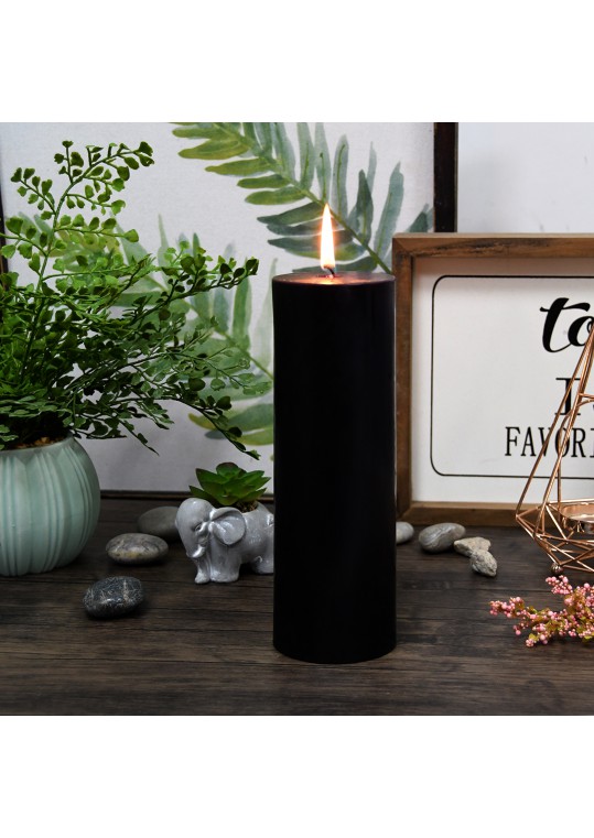 3 x 9 Inch Black Pillar Candle