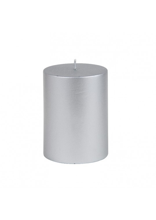 3 x 4 Inch Metallic Silver Pillar Candle