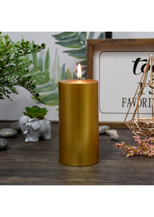 3 x 6 Inch Metallic Bronze  Gold Pillar Candle