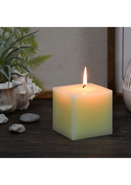3 x 3 Inch Ivory Square Pillar Candles
