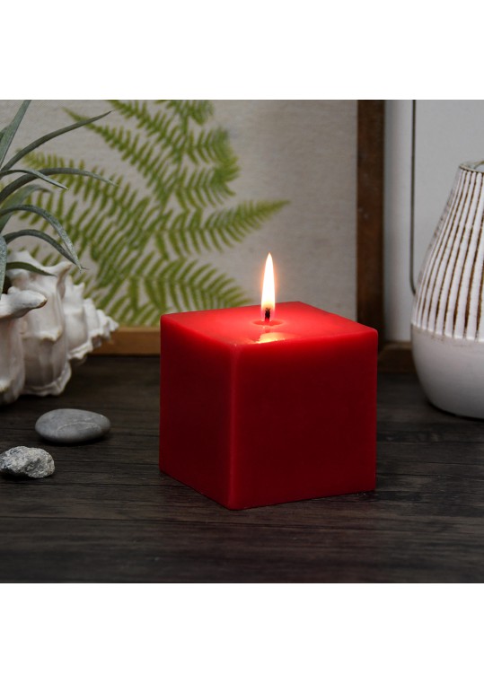 3 x 3 Inch Red Square Pillar Candles (12pcs/Case) Bulk