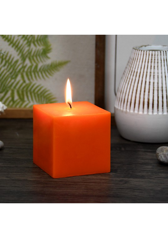 3 x 3 Inch Orange Square Pillar Candles