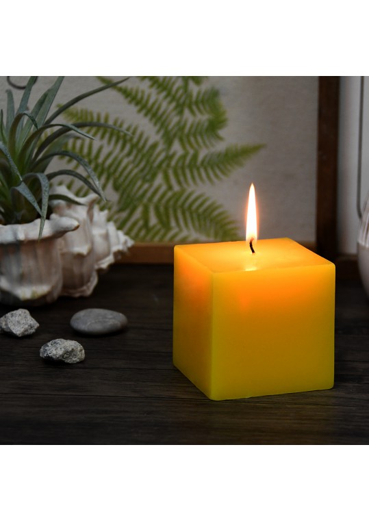 3 x 3 Inch Yellow Square Pillar Candles