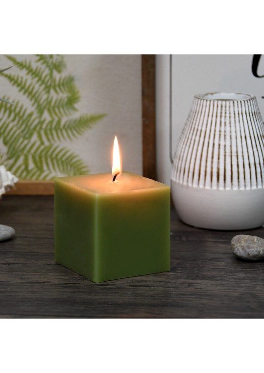 3 x 3 Inch Sage Green Square Pillar Candles (12pcs/Case) Bulk