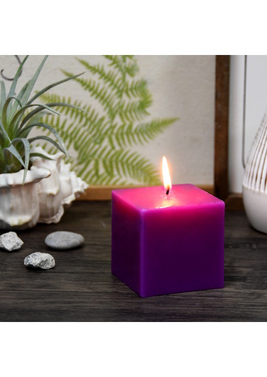 3 x 3 Inch Purple Square Pillar Candles (12pcs/Case) Bulk