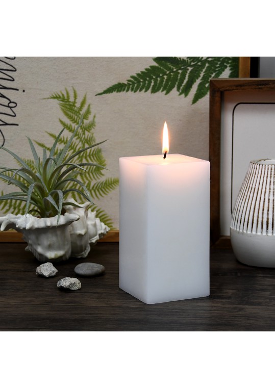 3 x 6 Inch White Square Pillar Candle  (12pcs/Case) Bulk