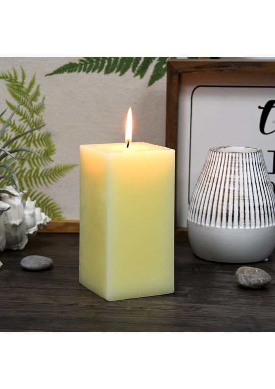 3 x 6 Inch Ivory Square Pillar Candle