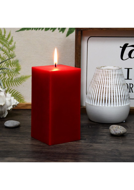 3 x 6 Inch Red Square Pillar Candle