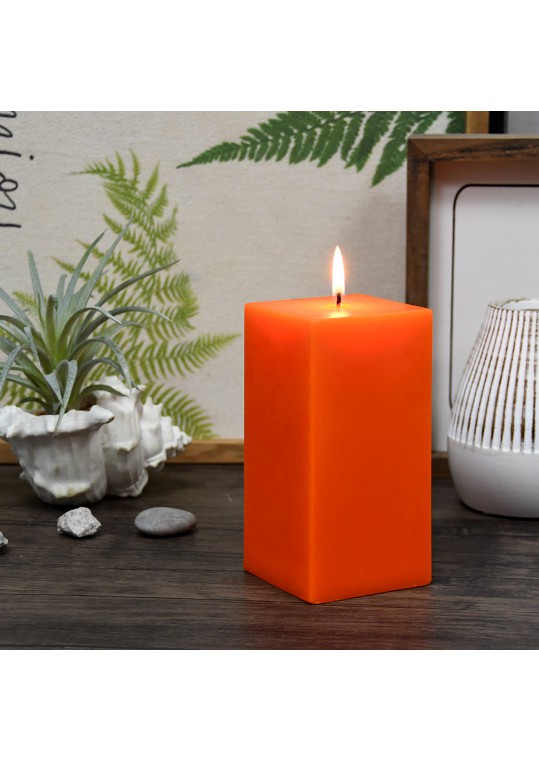 3 x 6 Inch Orange Square Pillar Candle