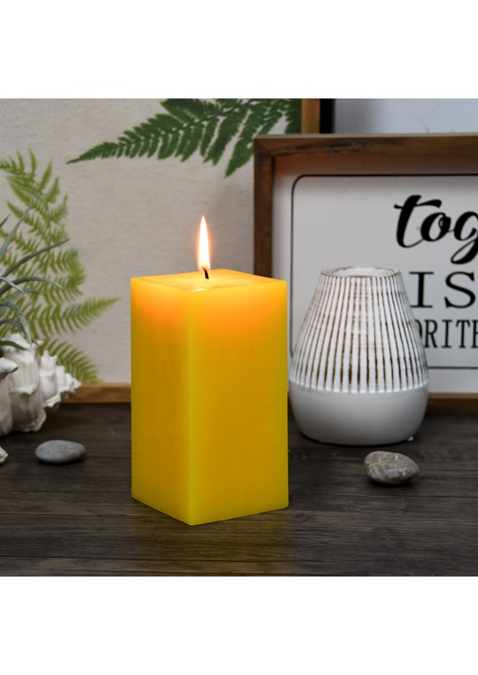 3 x 6 Inch Yellow Square Pillar Candle