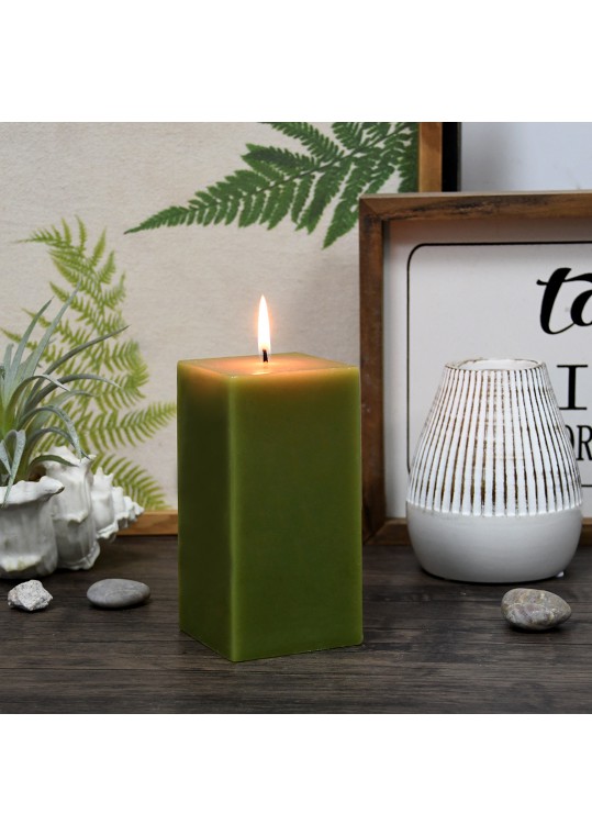 3 x 6 Inch Sage Green Square Pillar Candle  (12pcs/Case) Bulk