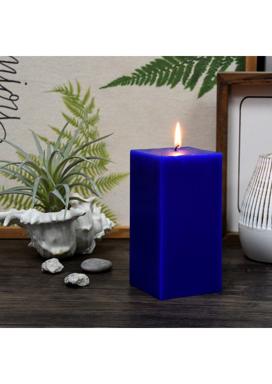 3 x 6 Inch Blue Square Pillar Candle  (12pcs/Case) Bulk