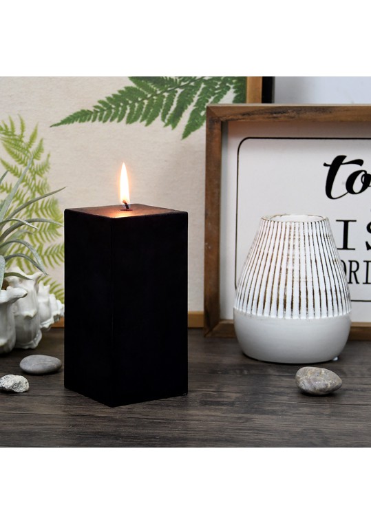 3 x 6 Inch Black Square Pillar Candle