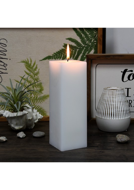 3 x 9 Inch White Square Pillar Candle (12pcs/Case) Bulk