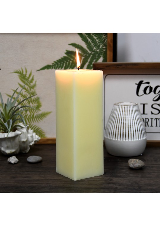 3 x 9 Inch Ivory Square Pillar Candle