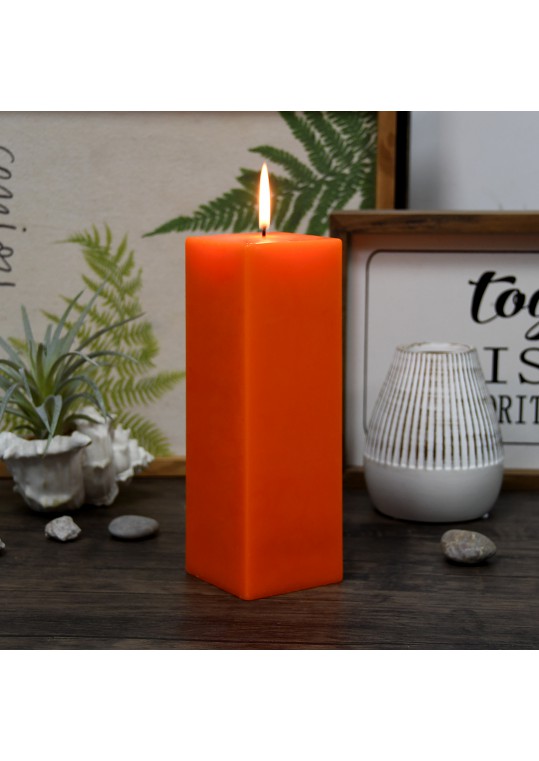 3 x 9 Inch Orange Square Pillar Candle