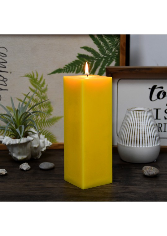 3 x 9 Inch Yellow Square Pillar Candle