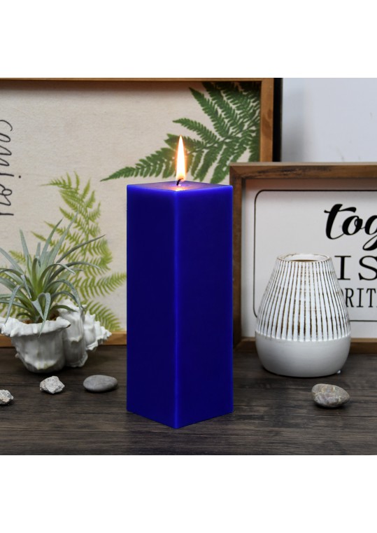 3 x 9 Inch Blue Square Pillar Candle (12pcs/Case) Bulk