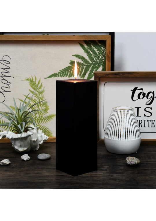 3 x 9 Inch Black Square Pillar Candle