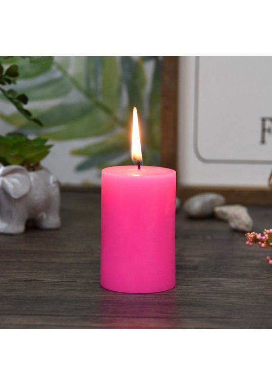 2 x 3 Inch Hot Pink Pillar Candle (24pcs/Case) Bulk