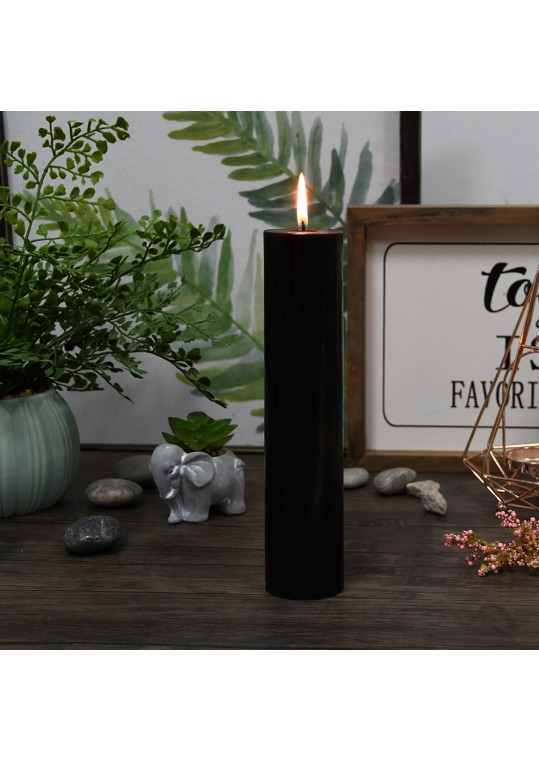 2 x 9 Inch Black Pillar Candle