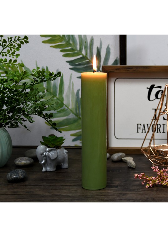 2 x 9 Inch Sage Green Pillar Candle