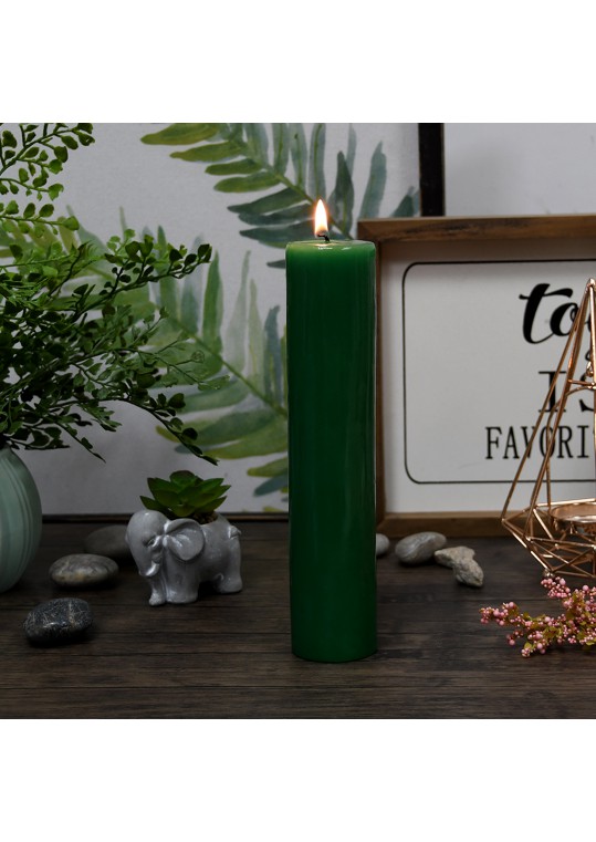 2 x 9 Inch Hunter Green Pillar Candle