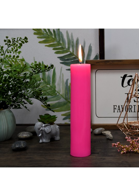 2 x 9 Inch Hot Pink Pillar Candle(4 pces)