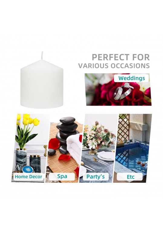 3Pack 3 Inchx 3 Inch White Pressed and Over-Dipped Pillar Candles