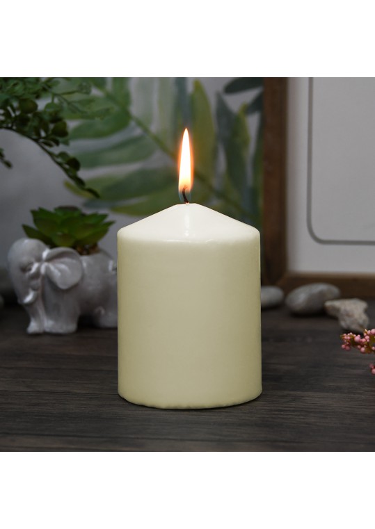 3Pack 3 Inchx 4 Inch Ivory Pressed and Over-Dipped Pillar Candles