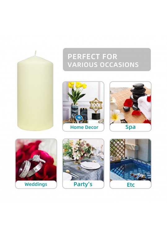 3Pack 3 Inchx 6 Inch Ivory Pressed and Over-Dipped Pillar Candles