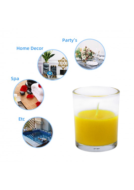 Yellow Citronella Round Glass Votive Candles (96pcs/Case) Bulk