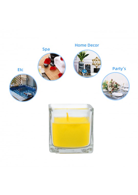 Yellow Citronella Square Glass Votive Candles (96pcs/Case) Bulk