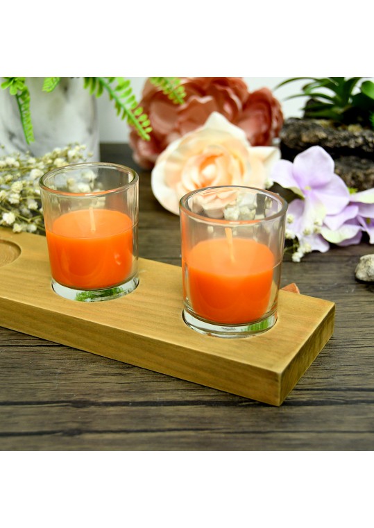 Orange Round Glass Votive Candles (12pc/Box)