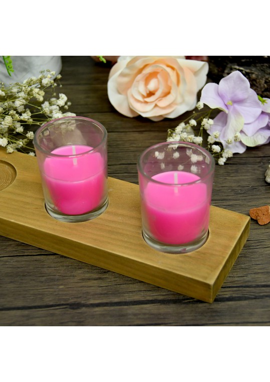 Hot Pink Round Glass Votive Candles (12pc/Box)