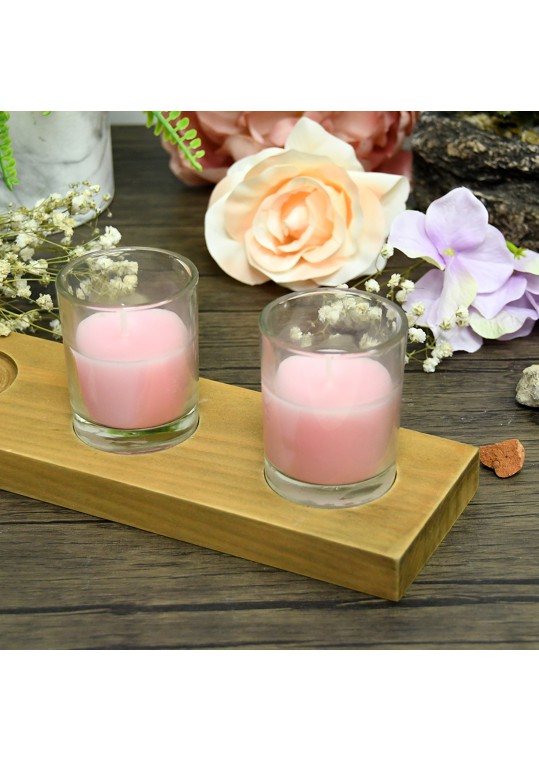 Light Rose Round Glass Votive Candles (12pc/Box)