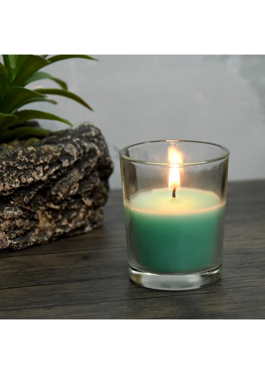 Aqua Round Glass Votive Candles (12pc/Box)