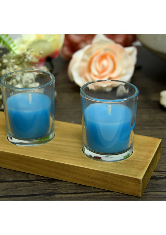 Turquoise Round Glass Votive Candles (12pc/Box)