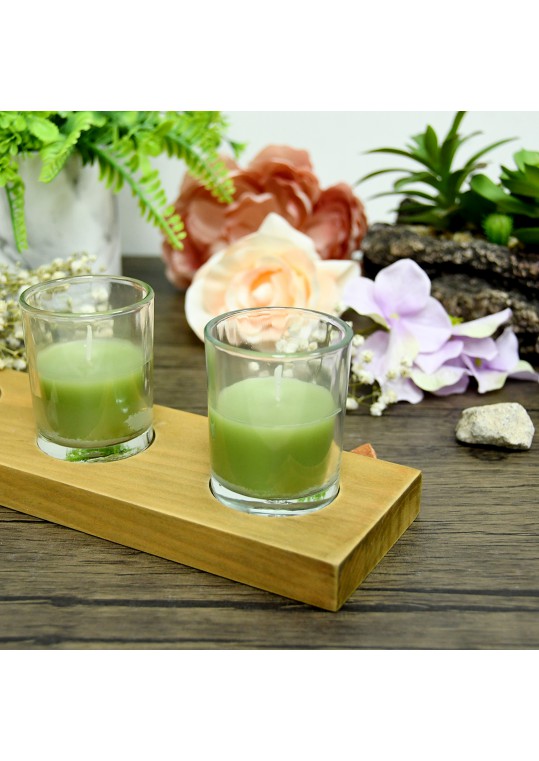 Sage Green Round Glass Votive Candles (12pc/Box)