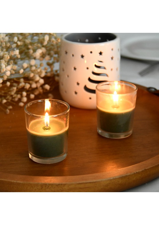 Hunter Green Round Glass Votive Candles (12pc/Box)