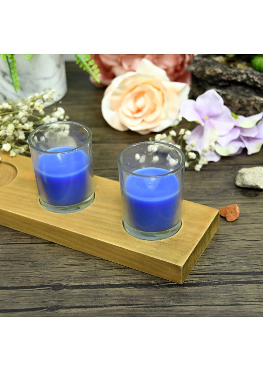 Blue Round Glass Votive Candles (12pc/Box)
