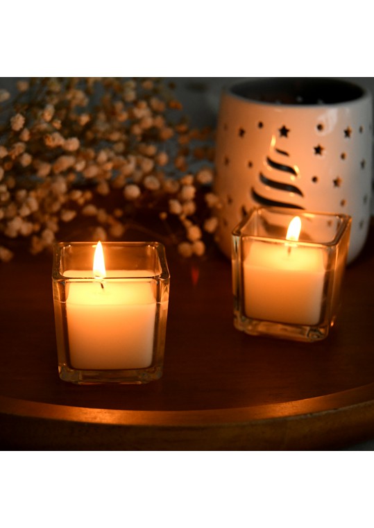 Ivory Square Glass Votive Candles (96pcs/Case) Bulk