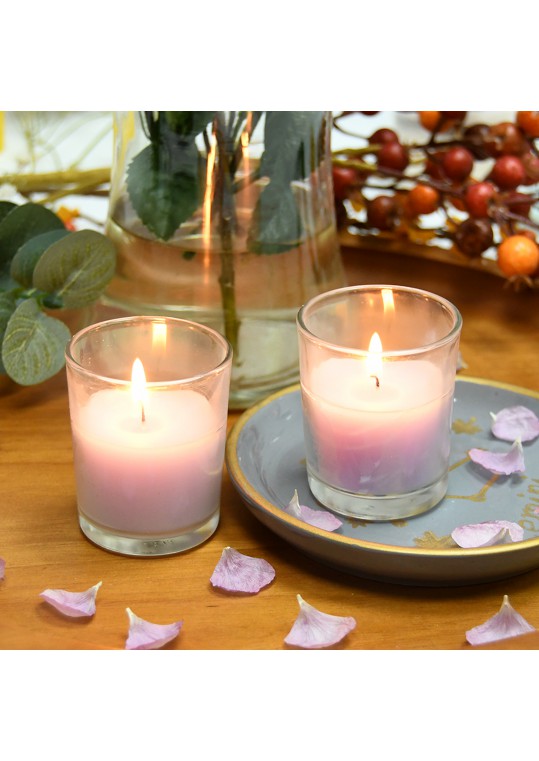 Lavender Round Glass Votive Candles (12pc/Box)